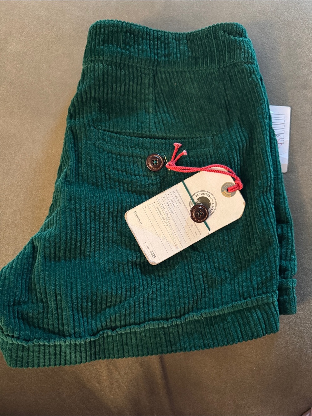 NWT Anthro Daughters of the Liberation Green Corduroy Shorts Size 6 - Picture 3 of 9